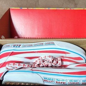 VANS Where's Waldo? Red And White Stripe Old Skool Womens Sz 8 Sneaker Shoes